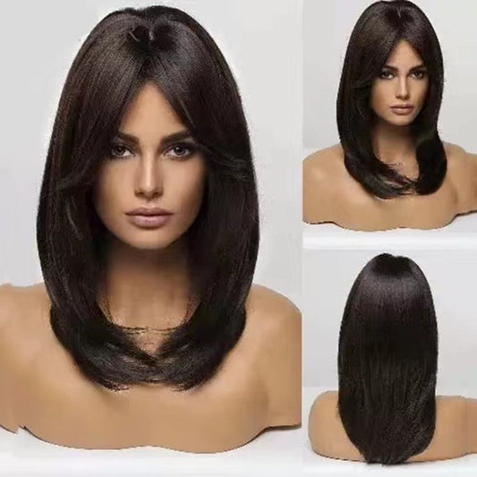 Women's Gradient Wig with Silk Oblique Bangs