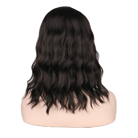 Short Curly Wig with Oblique Bangs for Women