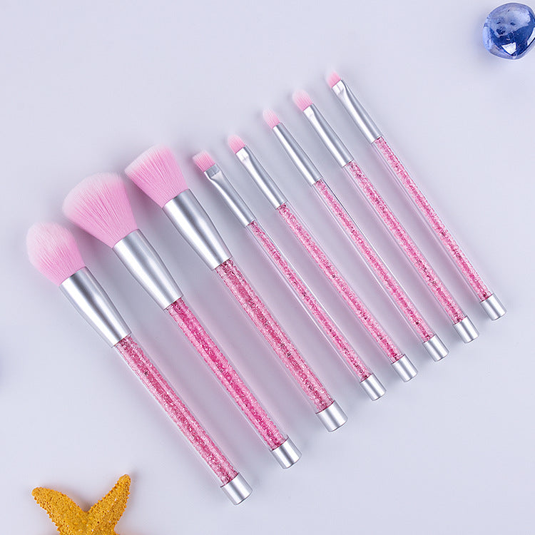 8-Piece Purple and Pink Crystal Makeup Brush Set